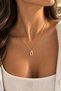 Women's Gold Non-Tarnish Steel Zircon Stone Oval Interlocking U-End Necklace