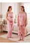 New Season Powder Patterned Buttoned Breastfeeding-Friendly Design Lace Detailed Wide Strap 100% Cotton Maternity Pajama Set - 7