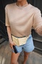 Women's Crew Neck Slim Knit Sweater with Ruffled Sleeves - 2