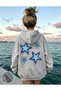 Women's Back Blue Star Printed Hooded Sweatshirt
