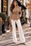 Women's Beige Gold Button Detailed Belted Zr Model Short Jacket Nbk6003