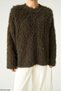 Women's Khaki Crew Neck Plush Sweater - 2