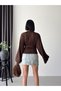 Gathered Detailed Balloon Sleeve Crop Blouse - 5