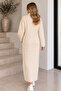 Ribbed Knitwear Dress with Zipper on the Collar K3069 Ecru - 4