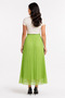 Women's Elastic Waist Lined Long Pleated Chiffon Skirt - Green - 4