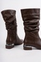 Women's Brown Heeled Bellows Boots - 3
