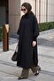 Poncho Model Half Sleeve Lined Black Trench Coat - 2