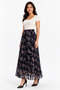 Women's Patterned Elastic Waist Lined Long Pleated Chiffon Skirt - Patterned5 - 2