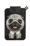 Magsafe Compatible |   Magnetic 3D Embroidered Card Holder Stand - Black Pug with Tie and Following Eyes - 4