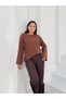 Women's Brown Seersucker Textured Wide Sleeve Blouse Frv0230 - 5