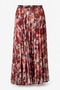 Women's Patterned Elastic Waist Lined Long Pleated Chiffon Skirt - Desen7 - 8