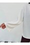 Women's Ecru Seersucker Textured Wide Sleeve Blouse Frv0230 - 4