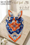 Ethnic Medallion Patterned Orange-Blue - Twill Silk Textured - Multi-Purpose Square Bandana Scarf 50X50
