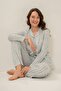 Women'S, 50% Cotton, 50% Modal, Green Striped, Shirt Collar, Pajama Set - 7