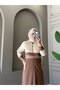 Women's Long Coat Two-Thread Cotton Zippered Pocket Comfortable Cut Casual Hijab Coat N-05535 _ Beige - 2