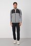 Men's Gray Winter Stand Collar Zippered Diving Fabric Inside Cotton Regular Fit Tracksuit Set - E227