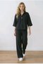 Women's Black Gold Single Button Detailed Pocket Crepe Fabric Pants and Bluse Two-Piece Set Yy101420 - 4