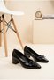 Women's Patent Leather Bow Detailed Short Block Heeled Shoes Pointed Toe Comfortable Sole Stylish Office and Daily Stiletto Ballerinas - 3
