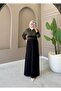 Women's Long Coat Two-Thread Cotton Zippered Pocket Comfortable Cut Casual Hijab Coat N-05535 _ Black-Khaki