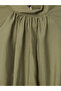 Vizyon New Season Green High Collar Gathered Modal Blended Blouse - 3
