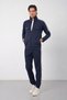 Men's Navy Blue Winter Stand Collar Zippered Diving Fabric Inside Cotton Regular Fit Tracksuit Set - E227 - 2