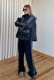 Navy Blue Hooded Zippered Pants Set - 37670 - 7