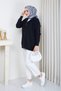 Women's Soft Textured Knit Sweater with Zipper Detail at the Collar - 3