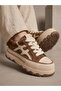 26K366 Women's Genuine Leather Lace-Up Thick Sole Sneaker Shoes - 2