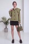 Women's Wide Collar Buttoned Short Trench Coat Black, Brown, Beige, Khaki - 6