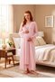New Season Powder Lace Detailed Special Design Long Sleeve 100% Cotton Maternity Nightgown Set with Breastfeeding Feature - 8