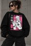 Jujutsu Kaisen Sukuna Pink Printed Unisex Oversize Black Sweatshirt – Anime Manga Design