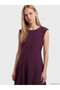 Peak New Season Burgundy Crew Neck Ruffled Dress