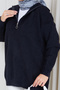 Women's Soft Textured Knit Sweater with Zipper Detail at the Collar - 7
