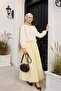 Pocketed Belted Lined Cotton Voile Skirt - Light Yellow - 4