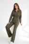 Women's Hooded Striped Modal Fabric Sports Top and Bottom Sweatshirt Tracksuit Set Navy Blue - 7