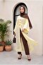Wide Sleeve Lace-Up Brooched Jacquard Long Kimono -Yellow - 5