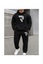 Printed Letter Hooded Top and Jogger Pants Tracksuit Set