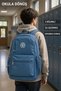 Blue School Bag 3 Compartments Waterproof Student Backpack Crinkle Fabric 45 X 27 X 15 - 2