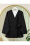 Side-Tie Bearded Kimono - Black - 3