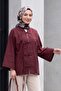 Chinese Knot Closure Hakim Collar Parachute Kimono -Plum - 5