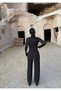 Black Wide Leg Woven Fabric Trousers - 3