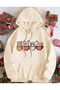 Unisex Beige Hooded Oversize Sweatshirt Comfortable Fit Cotton with Fleece Inside