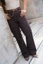 Women's Coffee-Colored Seasonal High-Waisted Spanish Flare Pants with Belt and Accessories - 3