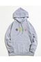 Unisex Gray Low Shoulder Oversize Hooded Casual Sweatshirt with Kangaroo Pocket