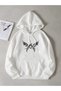 Unisex White Relaxed Fit Hooded Kangaroo Pocket Thick Sweatshirt