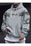 Unisex Gray Oversize Hooded Sweatshirt with Kangaroo Pocket, 3 Thread Raster Hoodie