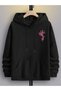 Unisex Black Off-Shoulder Oversize Hooded Casual Sweatshirt with Kangaroo Pocket