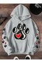 Unisex Gray Streetwear Oversize Hooded Casual Cotton Sweatshirt with Pockets