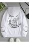 Unisex White Kangaroo Pocket Thick Fabric Oversize Hooded Sweatshirt Hoodie