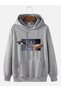Unisex Gray Kangaroo Pocket Thick Fabric Oversize Hooded Sweatshirt Hoodie